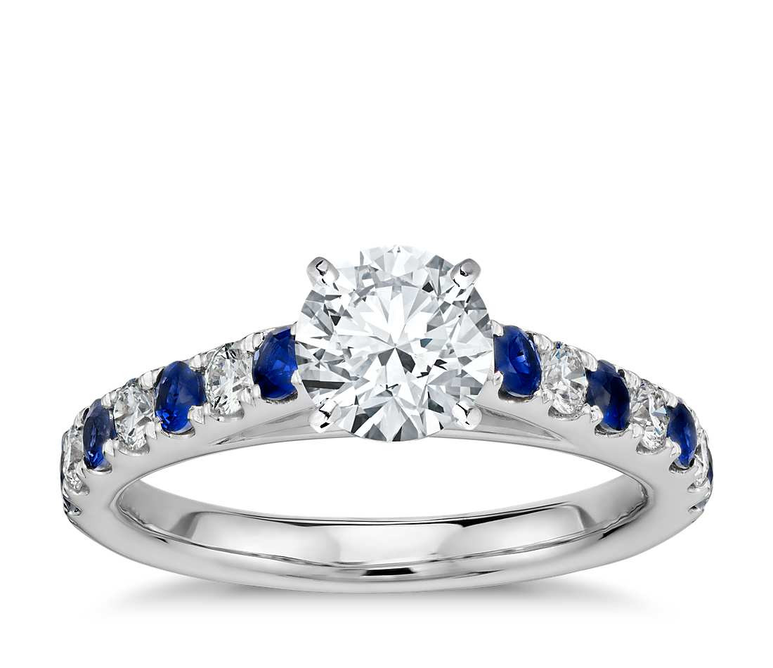 Sapphire Diamond Engagement Ring
 Riviera Pavé Sapphire and Diamond Engagement Ring in
