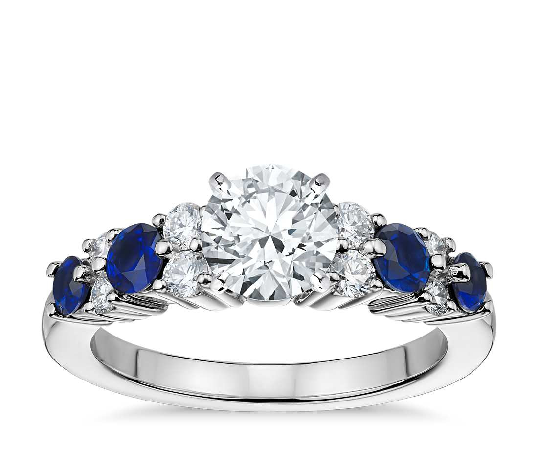 Sapphire Diamond Engagement Ring
 Garland Sapphire and Diamond Engagement Ring in Platinum