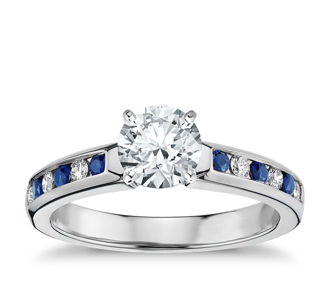 Sapphire Diamond Engagement Ring
 Channel Set Sapphire and Diamond Engagement Ring in 18k
