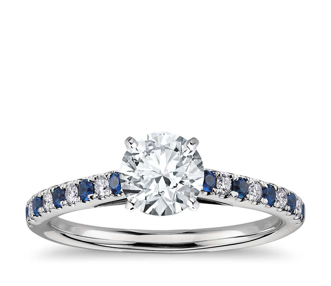 Sapphire Diamond Engagement Ring
 Riviera Micropavé Sapphire and Diamond Engagement Ring in