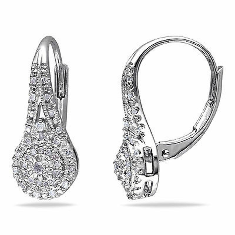 Silver Diamond Earrings
 Sterling Silver 1 4 Ct TDW Diamond Drop Dangle Leverback