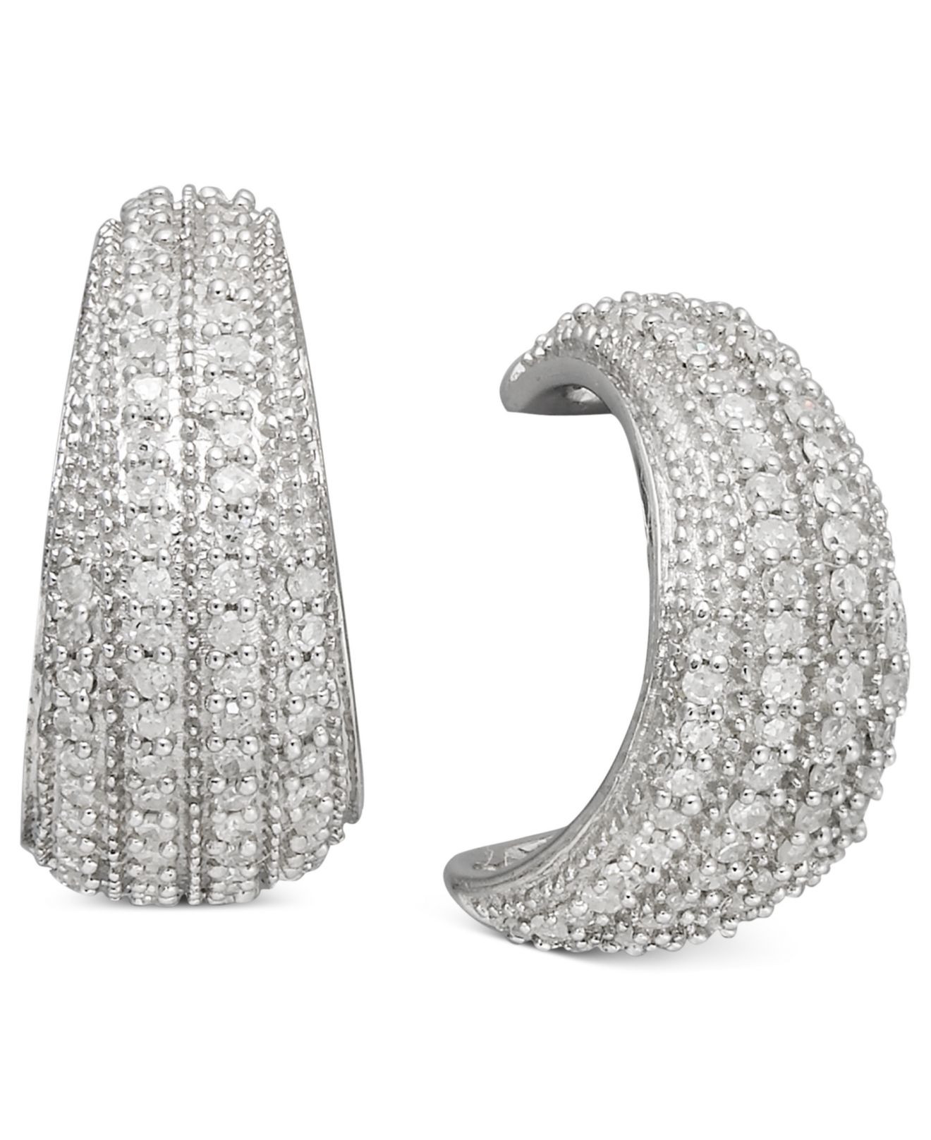 Silver Diamond Earrings
 Macy s Diamond Half Hoop Earrings In Sterling Silver 1 2