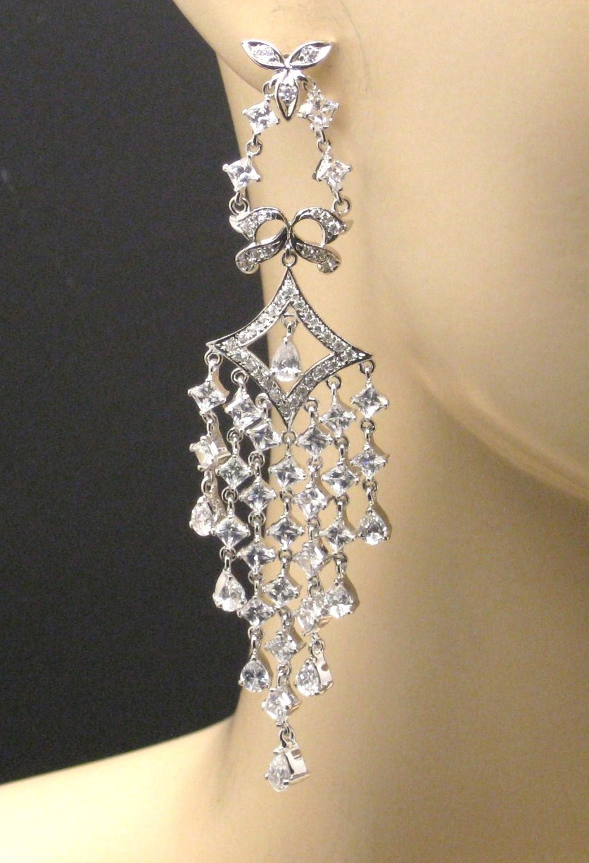 Silver Diamond Earrings
 American Diamonds