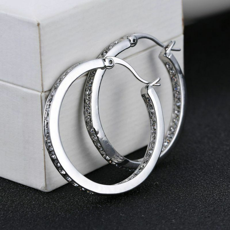 Silver Diamond Earrings
 La s Fashion Jewelry 925 Sterling Silver & Rhinestone 1