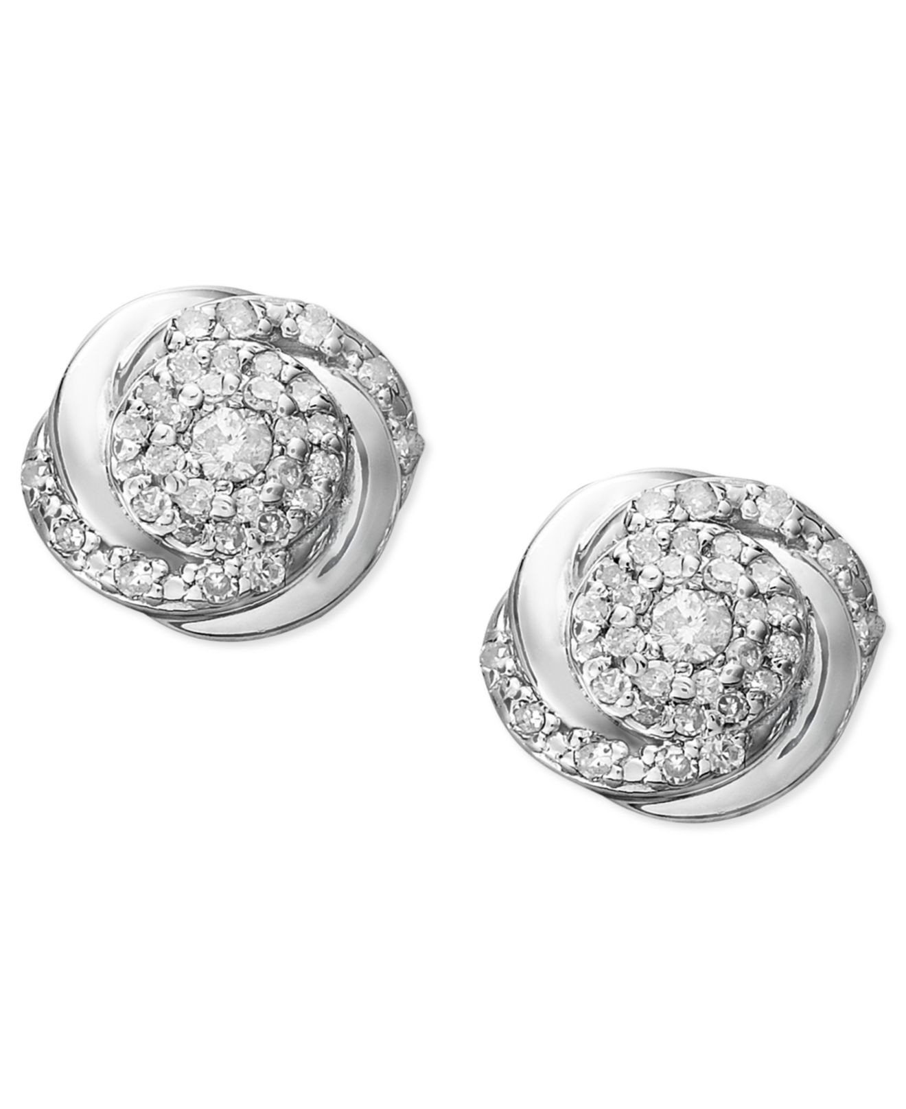 Silver Diamond Earrings
 Lyst Wrapped In Love Pavé Diamond Stud Earrings In