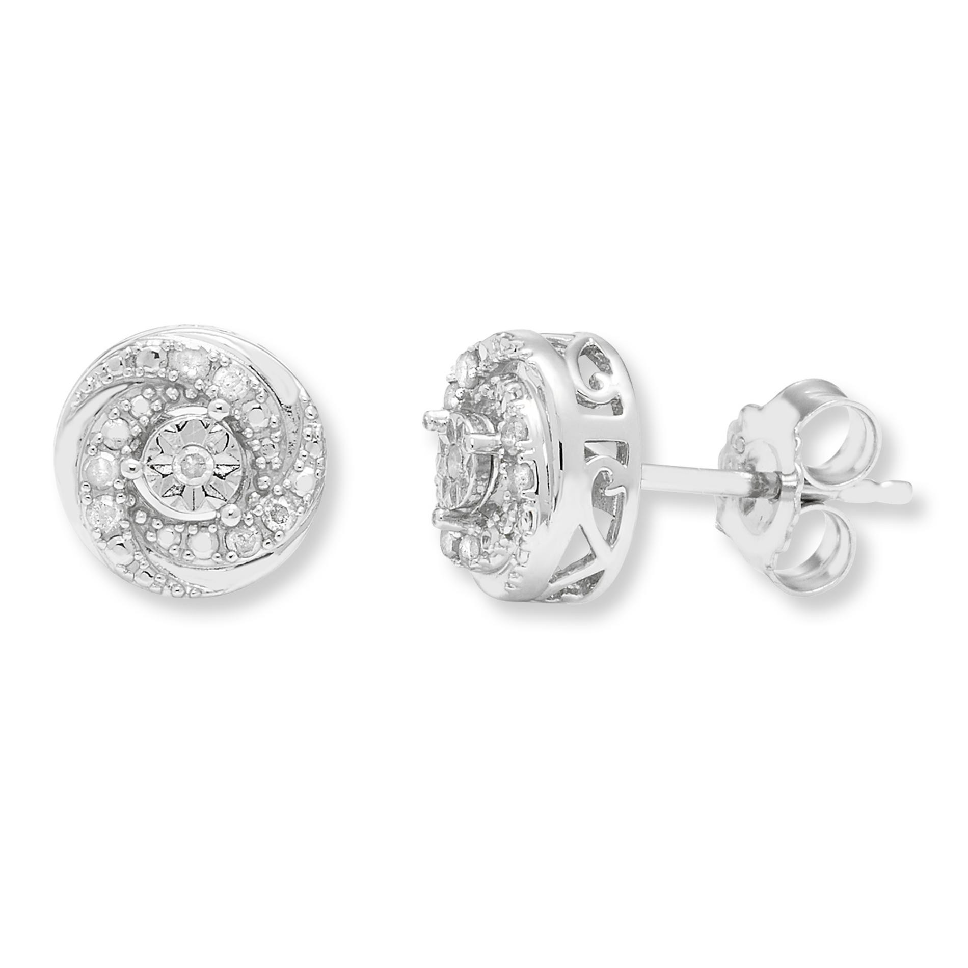 Silver Diamond Earrings
 Sterling Silver 1 10 cttw Diamond Stud Earrings