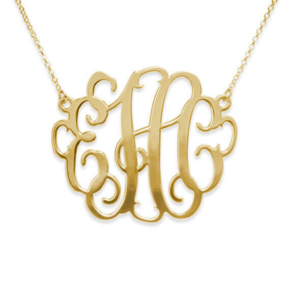 Silver Monogram Necklace
 2" Oversized Monogram Necklace in 18k Gold Plated