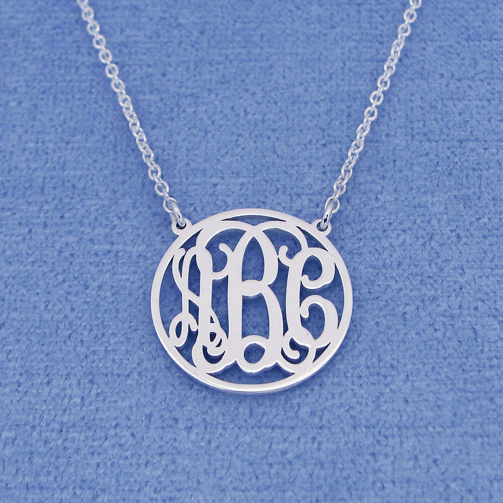 Silver Monogram Necklace
 Personalized Sterling Silver 3 Initials Circle Monogram