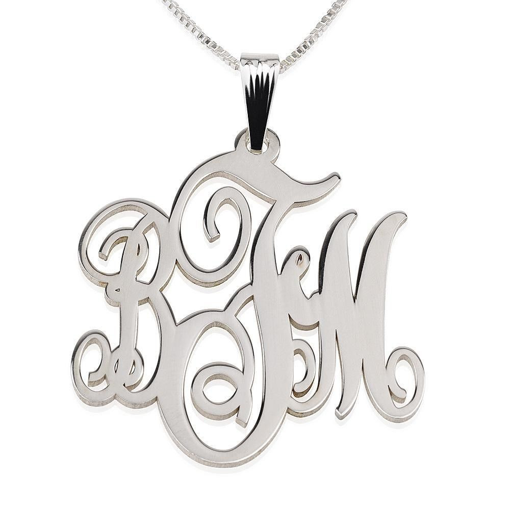 Silver Monogram Necklace
 Sterling Silver 1 2″ Inch Monogram Necklace Personalized