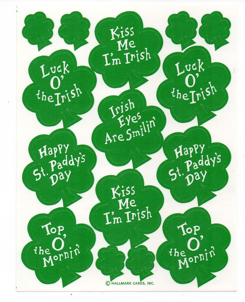 St Patrick's Day Decor
 Vintage Hallmark Sticker ST PATRICK S DAY SHAMROCK