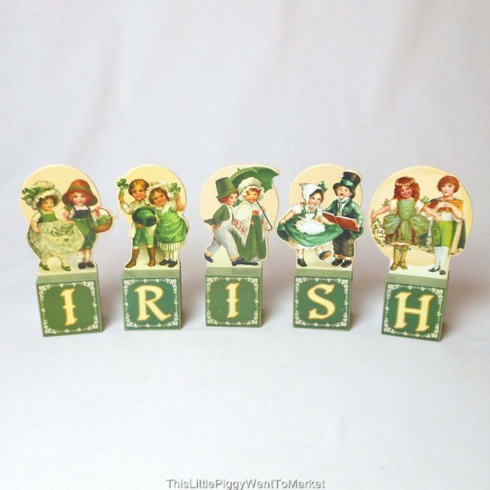 St Patrick's Day Decor
 VINTAGE IMAGE DECORATIVE "IRISH" ST PATRICK S DAY BLOCKS