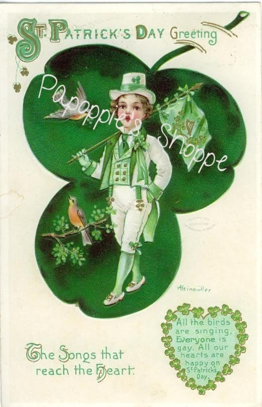 St Patrick's Day Quotes
 St Patrick s Day Fabric Block Vintage Postcard on Fabric