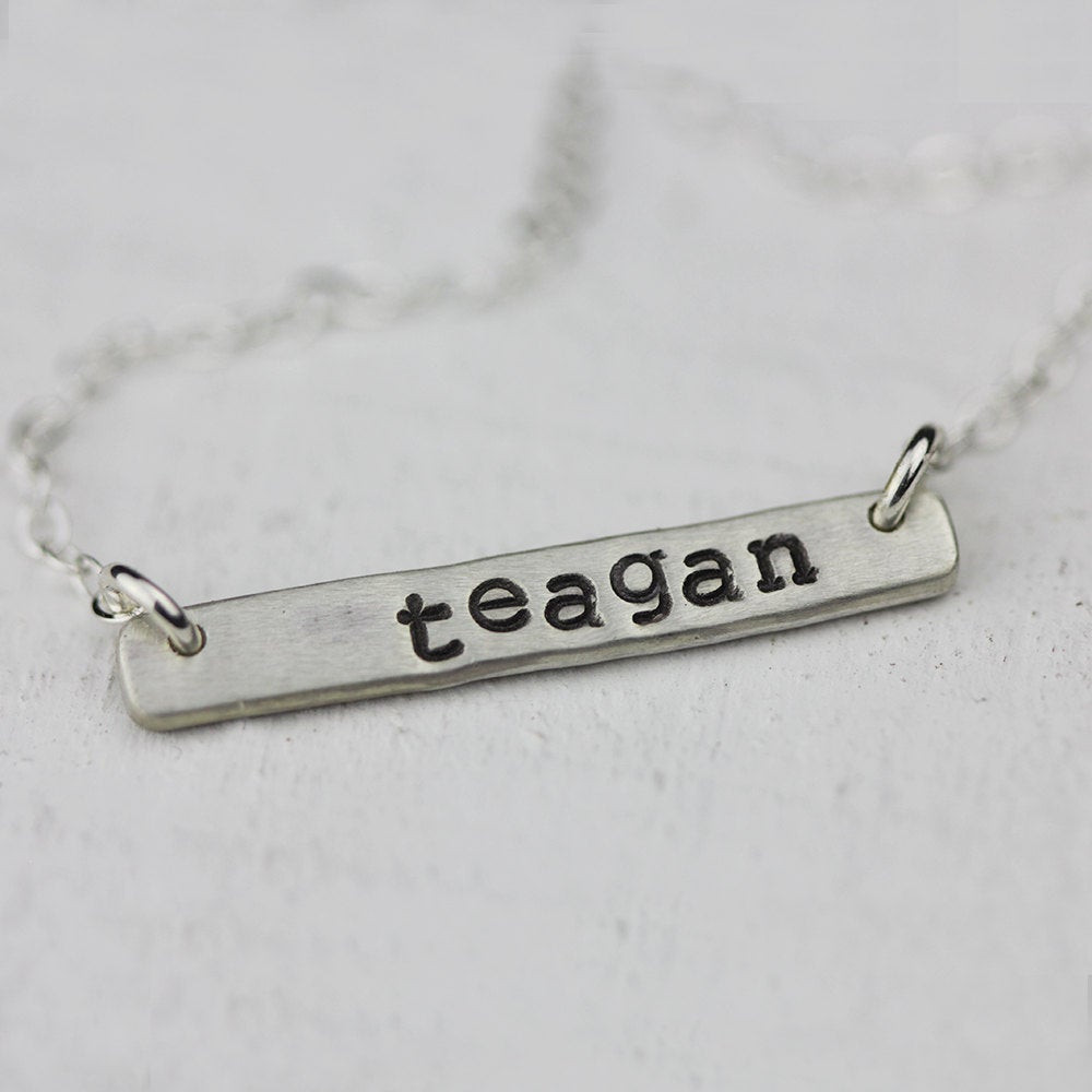 Sterling Silver Bar Necklace Personalized
 Silver bar necklace personalized sterling silver by
