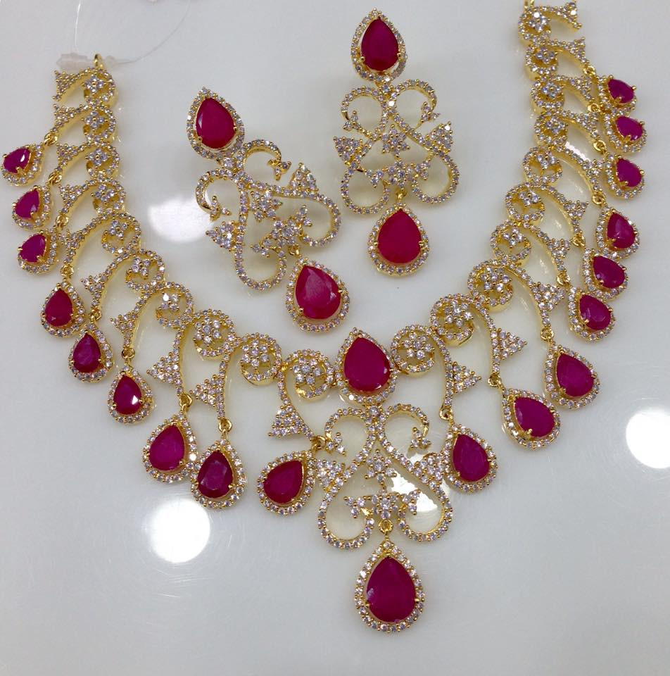 Stone Choker Necklace
 Very grand designer Red stone choker necklace Swarnakshi