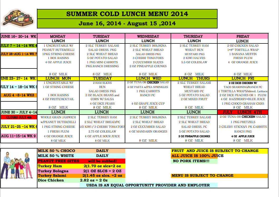 Summer Camp Food Menu
 Summer Food Service Program Download Free Apps