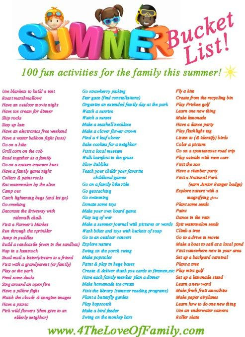 Summer Fun Ideas For Families
 This is the best Family Summer Bucket List I ve seen Free