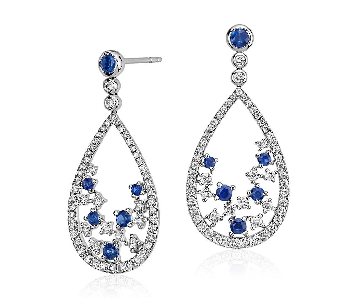 Tear Drop Earrings
 Blue Nile Studio Something Blue Sapphire & Diamond Floral