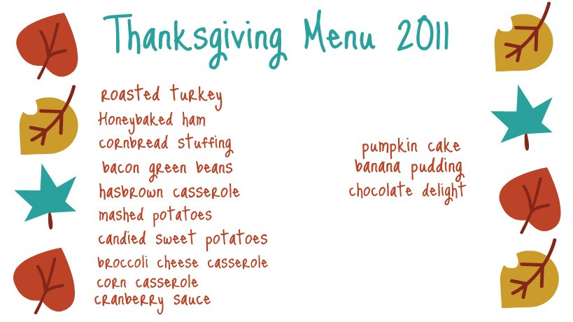 Thanksgiving Food List
 Ten June Our Thanksgiving Menu