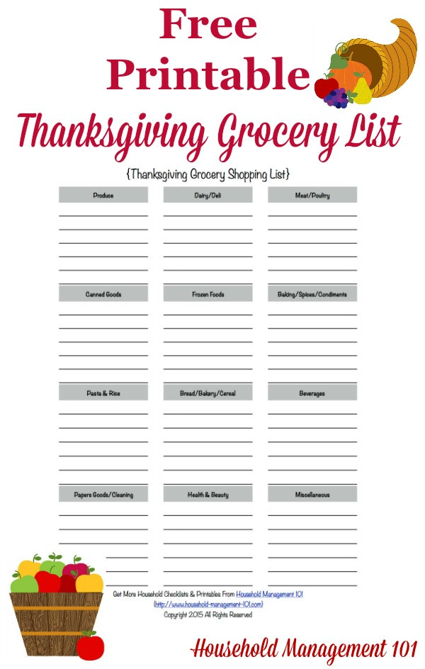 Thanksgiving Food List
 Printable Thanksgiving Grocery List & Shopping List