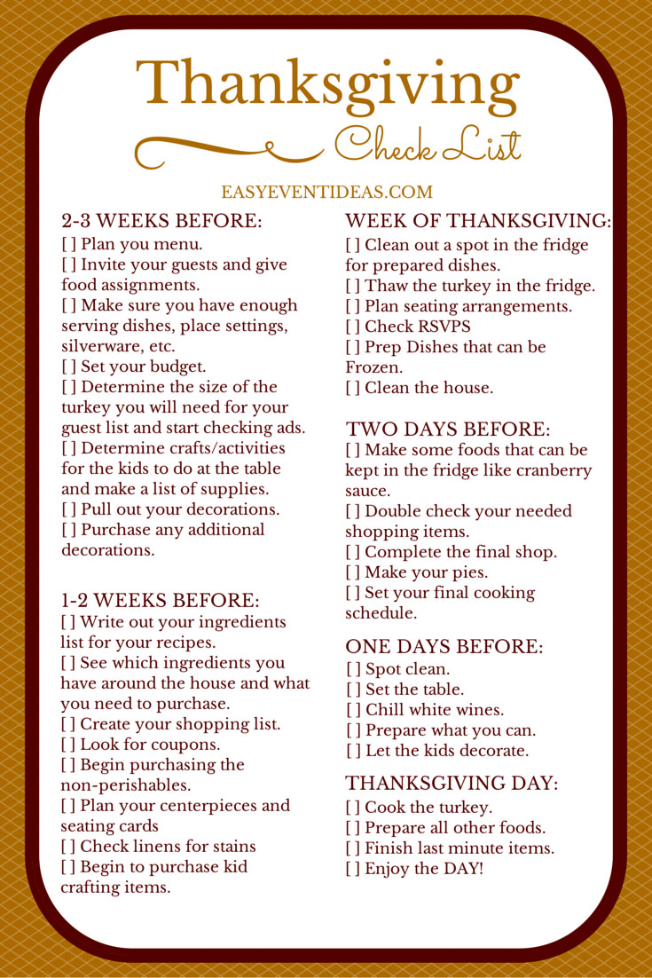 Thanksgiving Food List
 thanksgiving