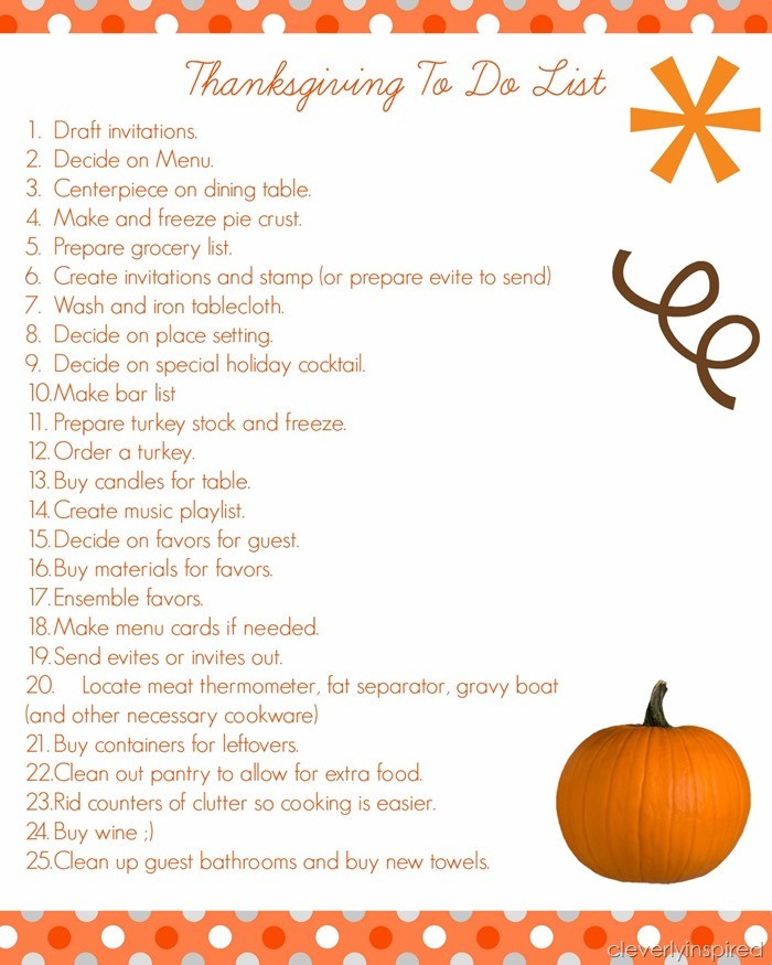 Thanksgiving Food List
 Thanksgiving Prep List