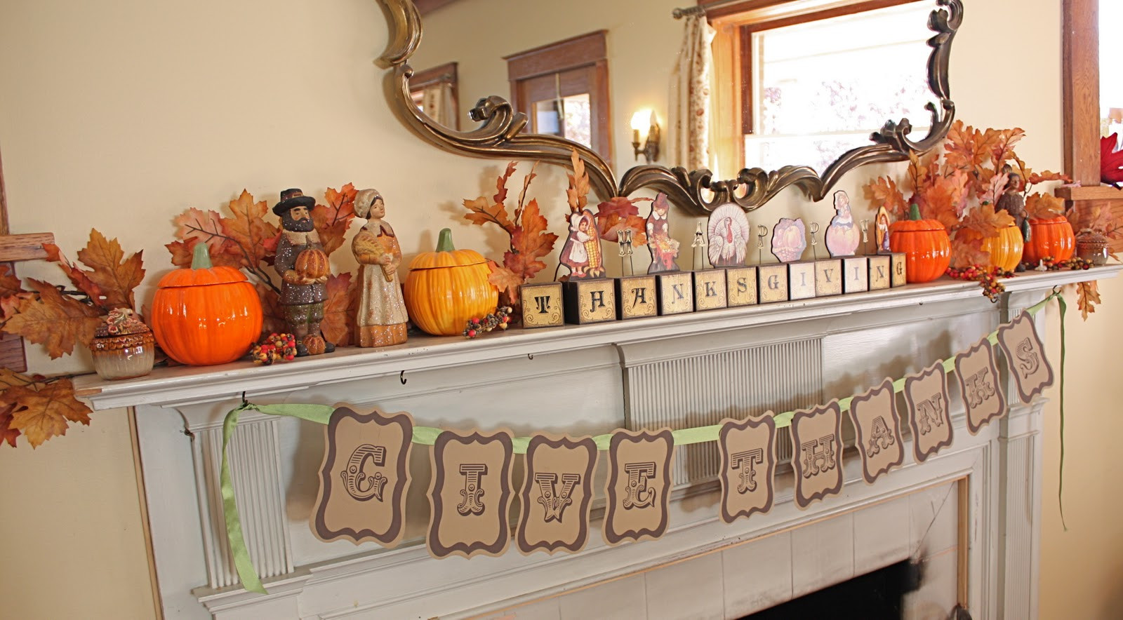 Thanksgiving Mantel Ideas
 At Second Street Thanksgiving mantel and other decor