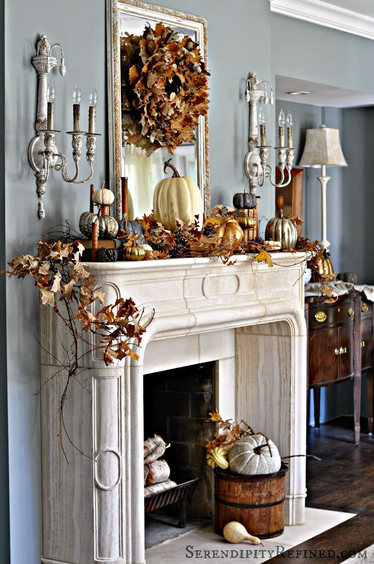 Thanksgiving Mantel Ideas
 Fireplace Mantel Decor Ideas for Decorating for Thanksgiving