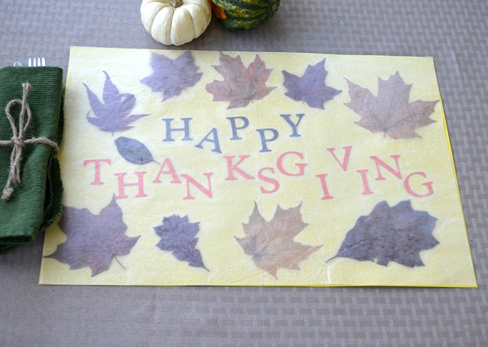 Thanksgiving Placemats Craft
 Pressed Leaf Placemats Craft