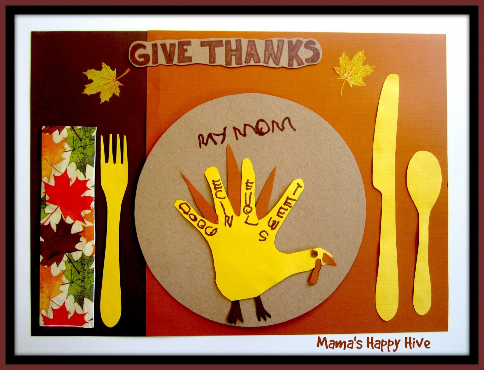 Thanksgiving Placemats Craft
 Thanksgiving Activities and Printables Learn & Play Link