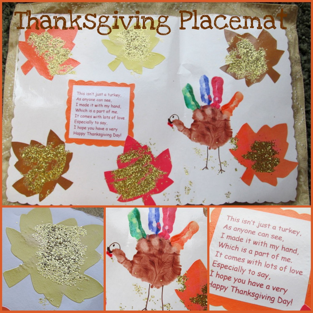 Thanksgiving Placemats Craft
 Turkey Hand Print Placemat