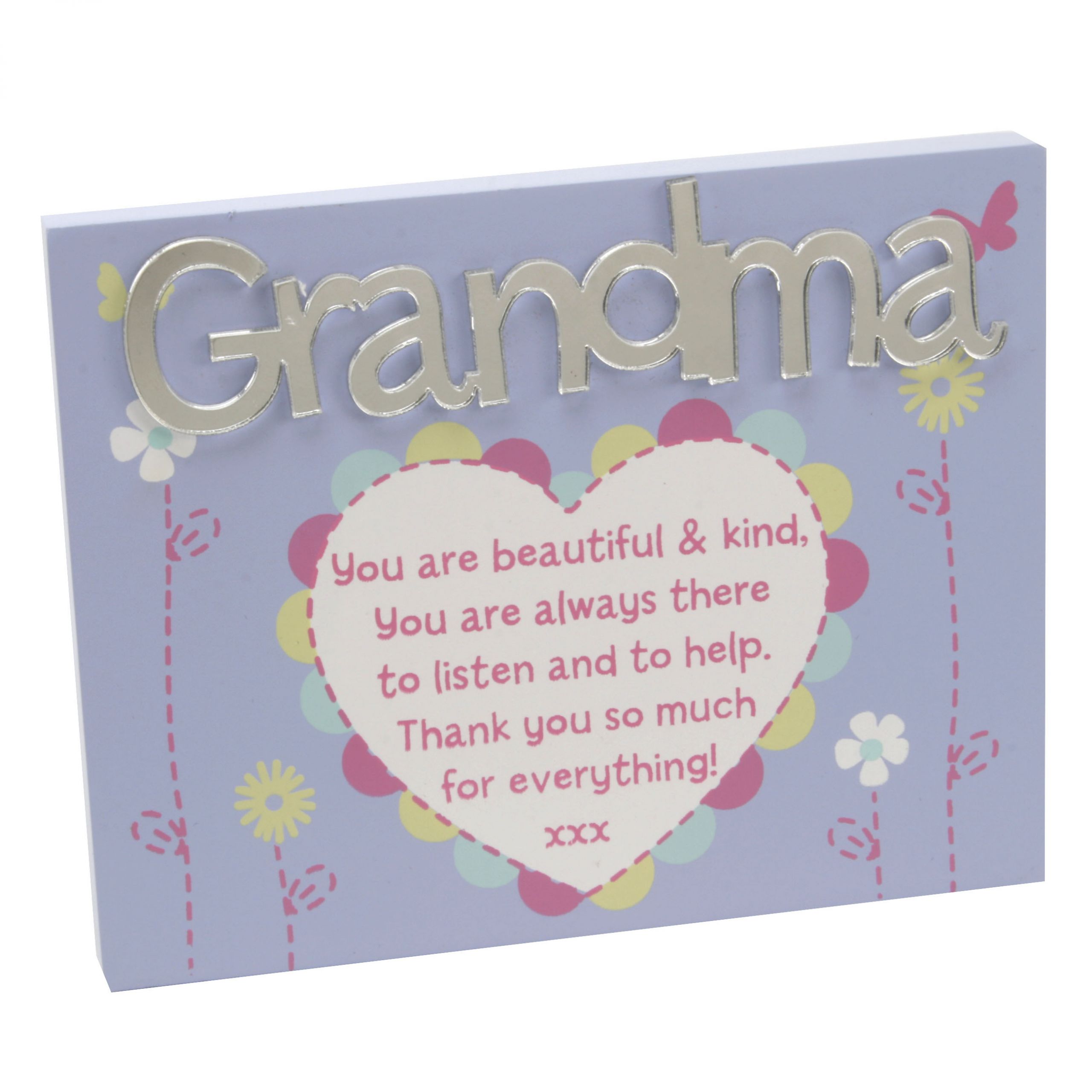 The Perfect Mother's Day Gift
 Grandma Plaque with Stand Lovely Mirror Words & Verse