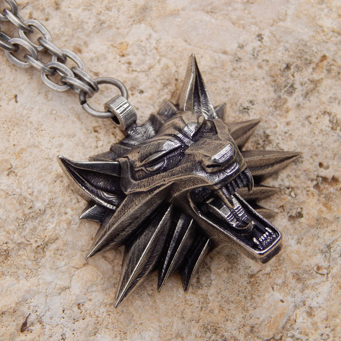 The Witcher Necklace
 The witcher medallion pendant wolf head for necklace chain