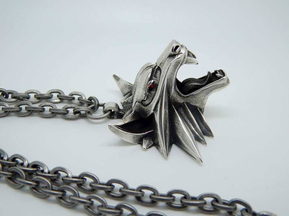 The Witcher Necklace
 The Witcher Geralt Sterling silver MEDALLION wolf head