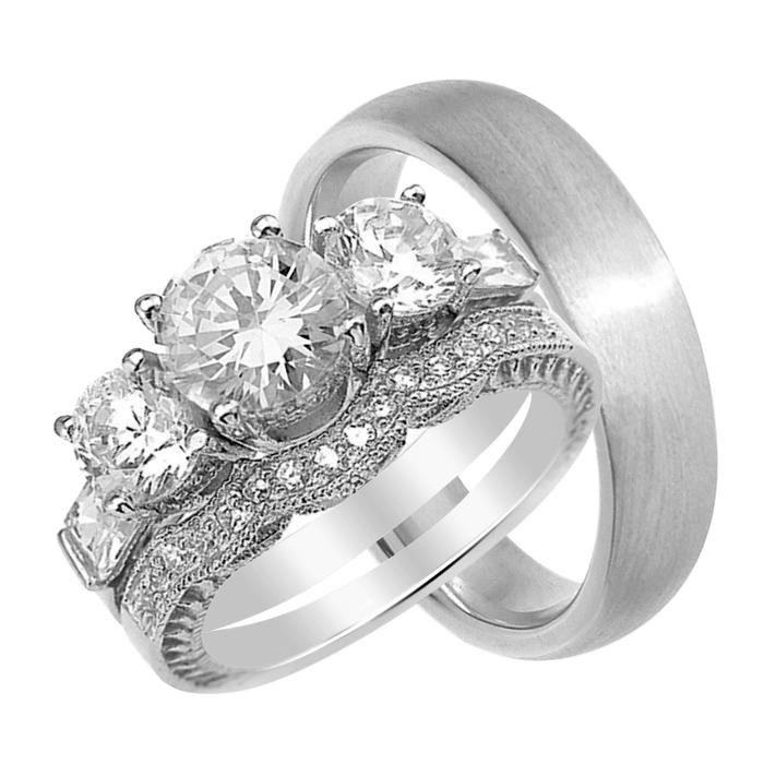 Wedding Ring Sets For Him And Her Cheap
 Inexpensive Matching His and Her Trio Wedding Ring Set