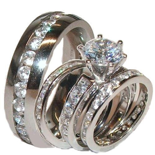 Wedding Rings His And Hers Sets
 His and Hers Wedding Rings Brilliant Cut Cz Eternity Ring