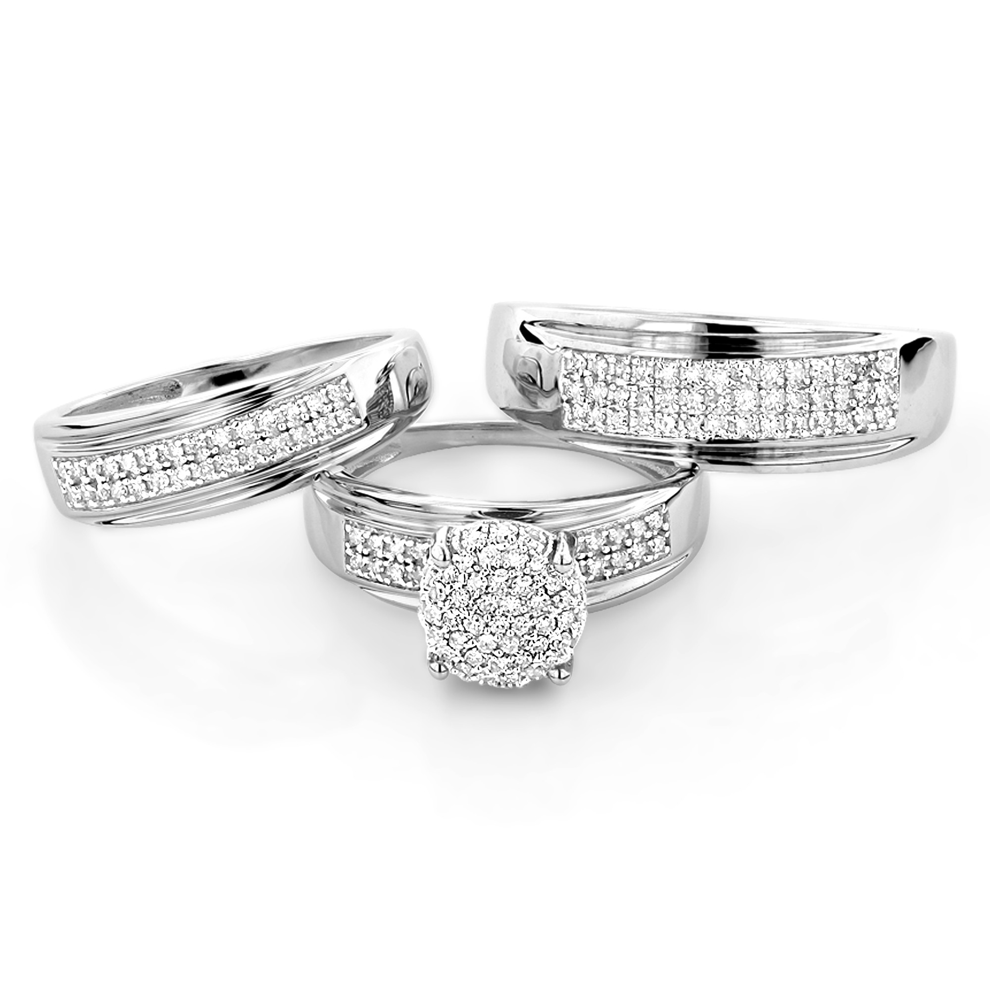 Wedding Rings His And Hers Sets
 10K Gold Engagement Trio Diamond His and Hers Wedding Ring
