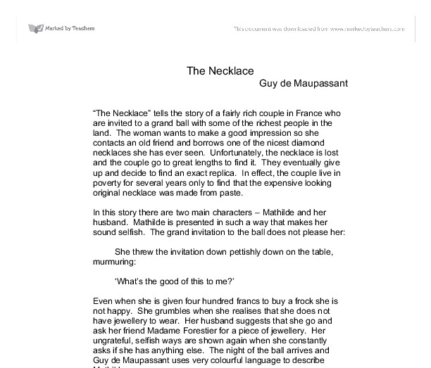 What Is The Theme Of The Necklace
 "The Necklace" by Guy de Maupassant summary of narrative