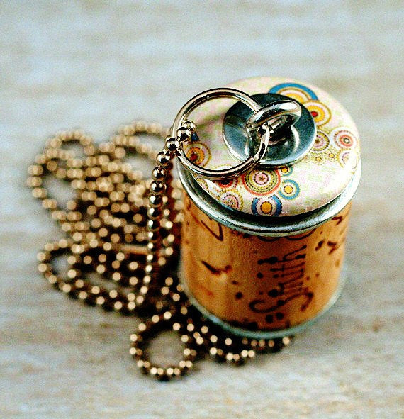 Wine Cork Necklace
 Wine Cork Necklace Upcycled Jewelry by Uncorked Creamy