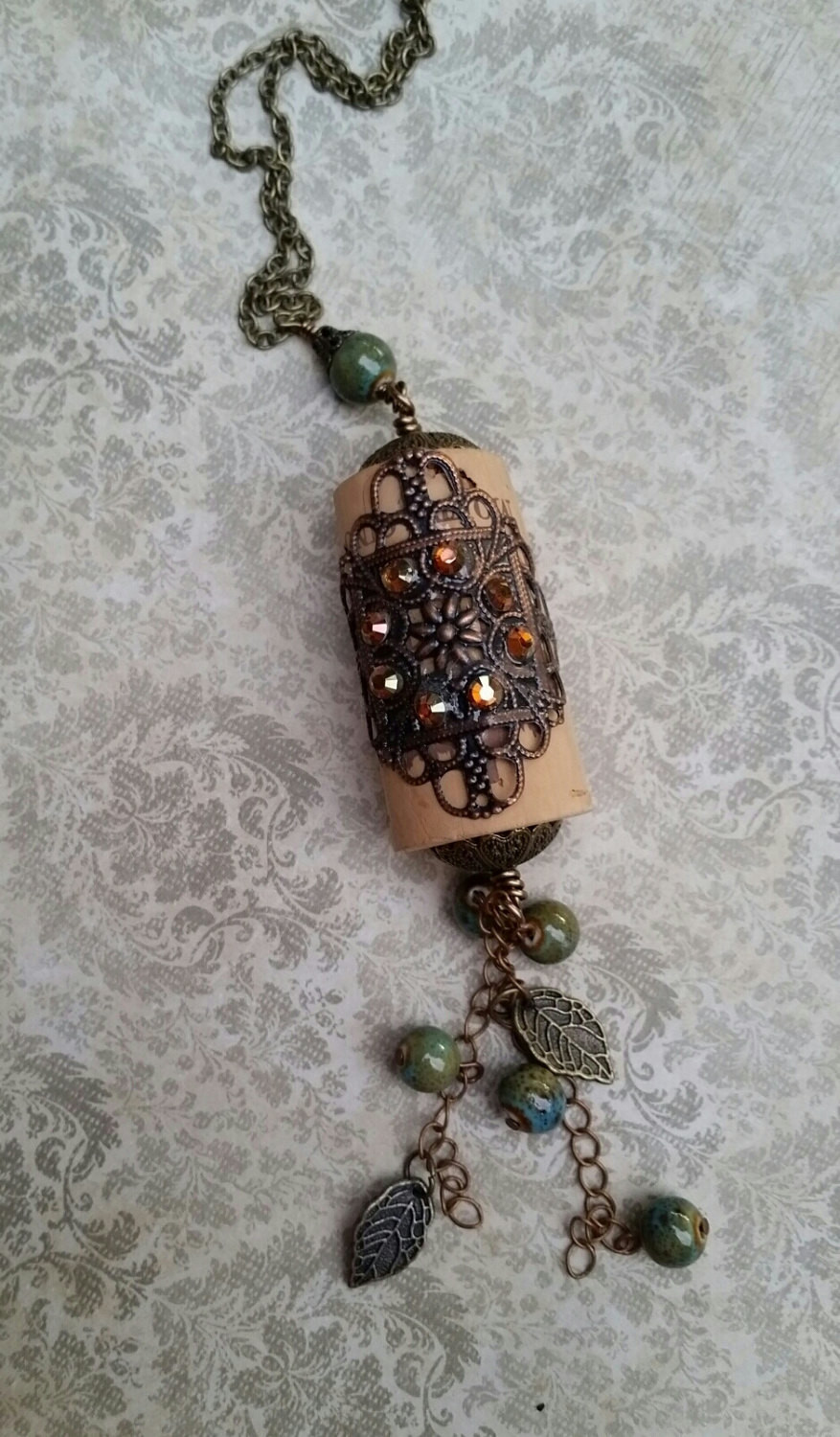 Wine Cork Necklace
 Upcycled wine cork winecork necklace recycled jewelry
