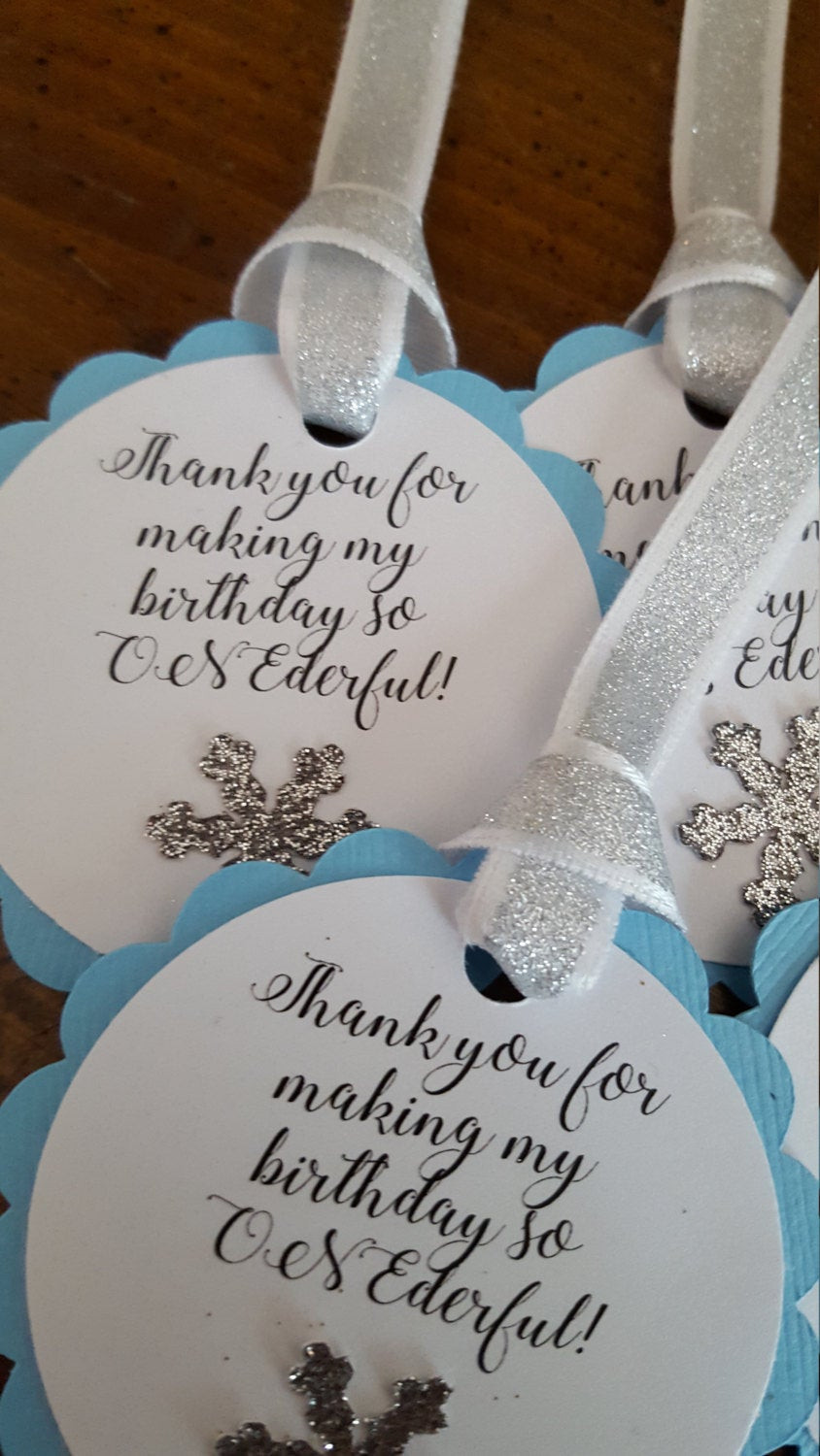Winter Onederland Party Favors
 winter ONEderland party favor tags blue and silver party
