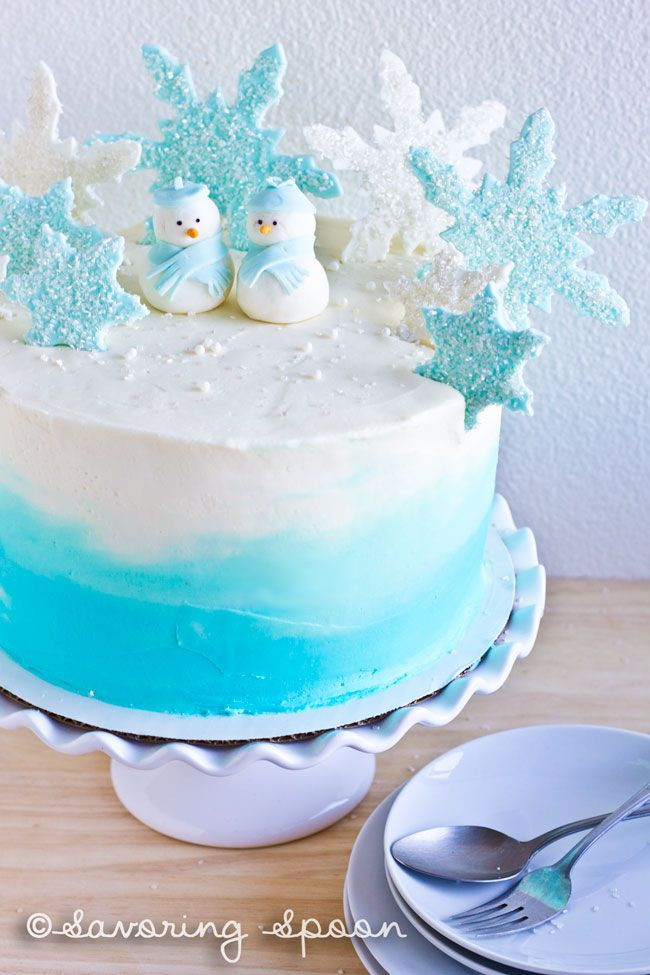Winter Wonderland Cake Ideas
 Winter Wonderland Ombre Cake with step by step