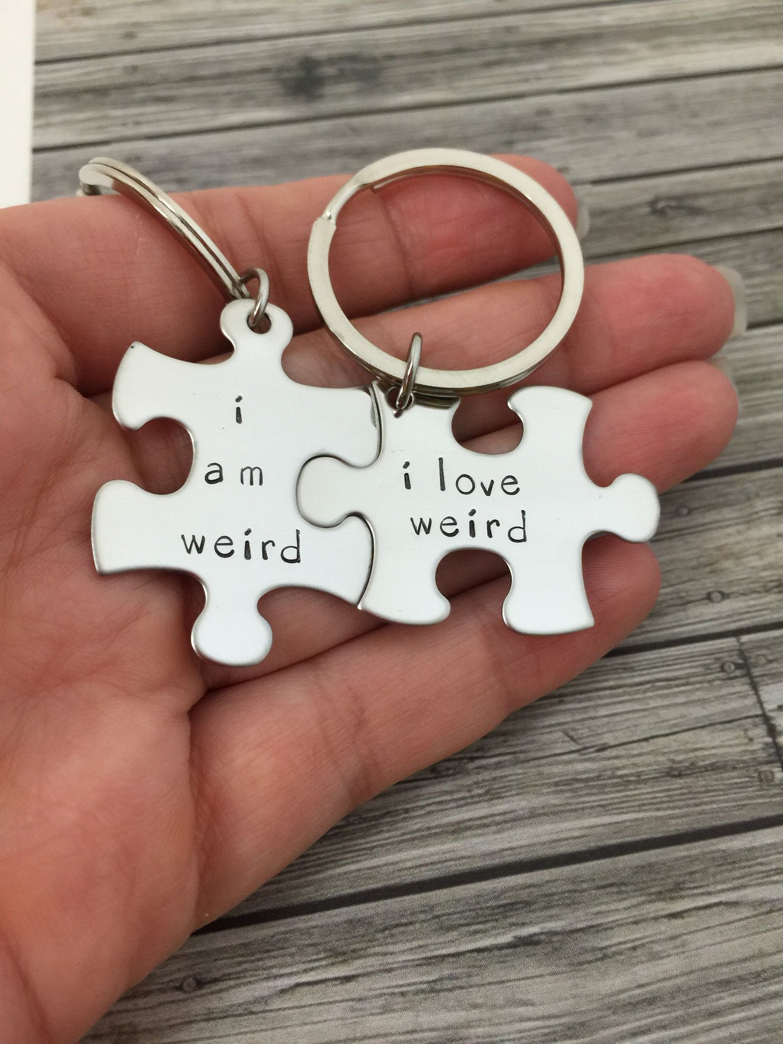 Anniversary Gift Ideas For Couple
 I am weird I love weird Couples Keychains Couples Gift
