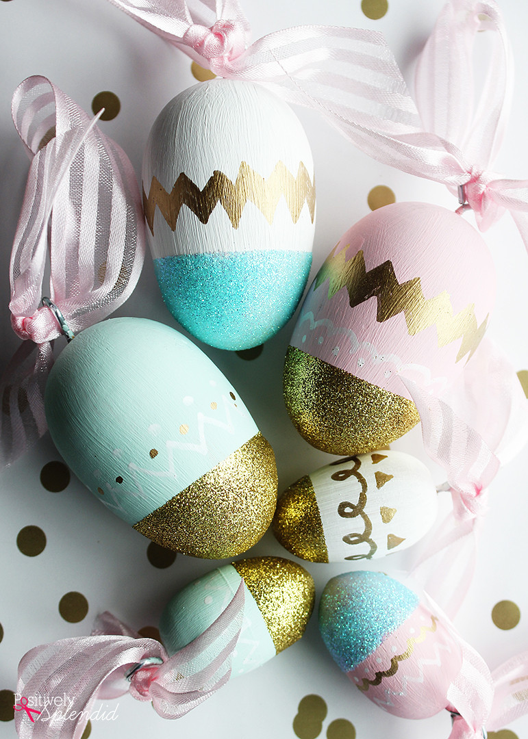 Diy Easter Eggs
 Glittered and Painted Wooden Handmade DIY Easter Eggs