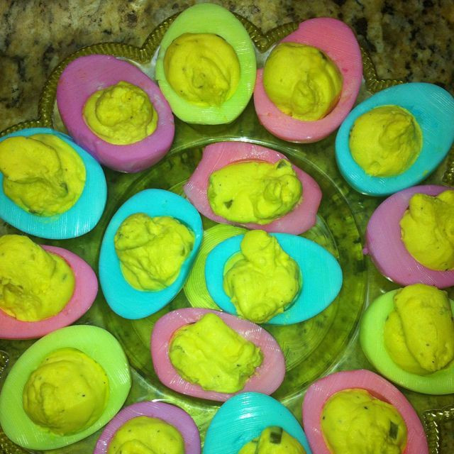 Easter Dyed Deviled Eggs
 Colored deviled eggs for Easter