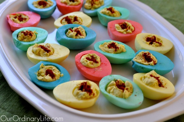 Easter Dyed Deviled Eggs
 Easter Colored Deviled Eggs – Our Ordinary Life