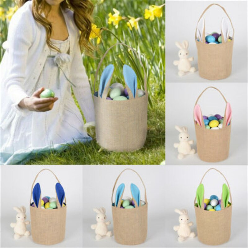 Easter Gift Bags
 Easter Bunny Rabbit Ear Gift Bag Egg Basket Jute Burlap