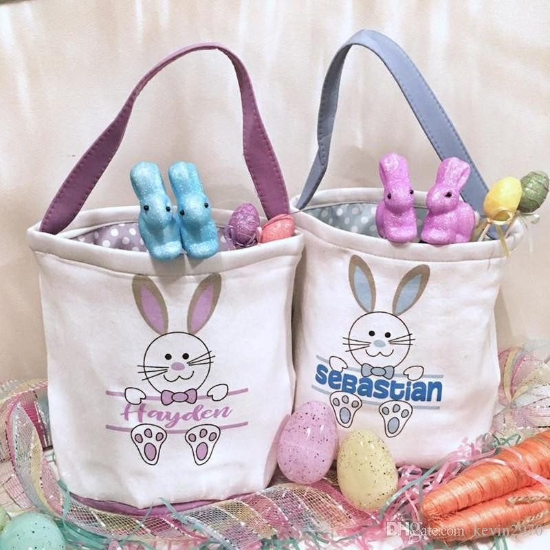 Easter Gift Bags
 2020 Fast Shipping Easter Basket Monogram Canvas Buckets