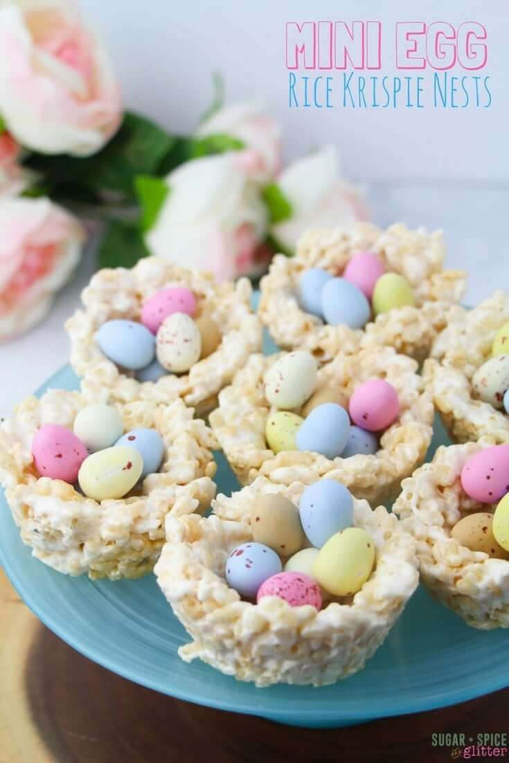 Fun Easy Easter Desserts
 Mini Egg Rice Krispie Nests