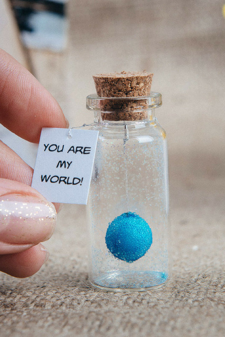 I Love You Gift Ideas For Girlfriend
 Message in a bottle You are my world Personalized t for