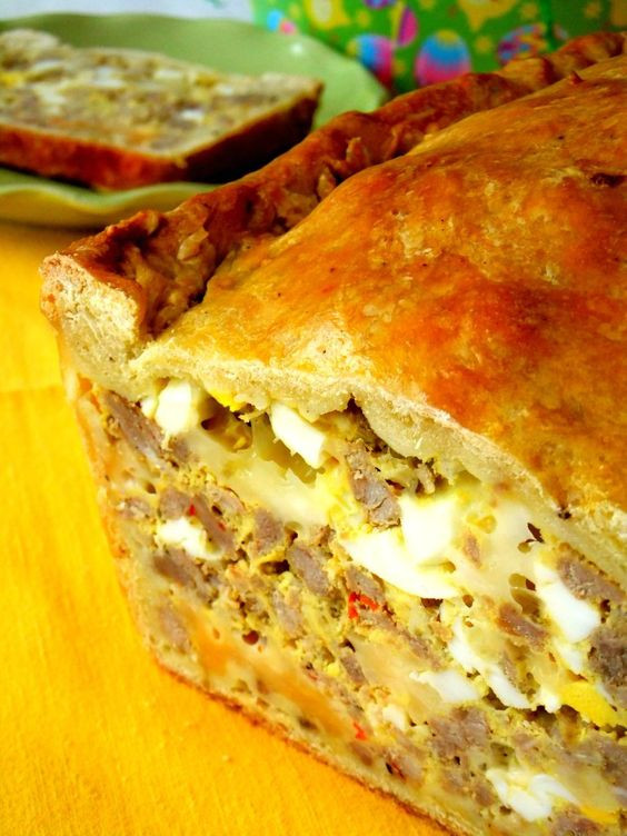Italian Easter Bread With Meat And Cheese
 Italian Easter Bread with sausage hard boiled egg and